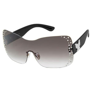 Black Silver Rimless Butterfly Sunglasses