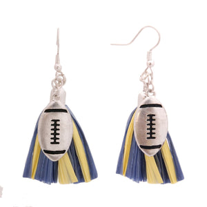 Blue Tassel Football Earrings