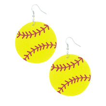 Yellow Softball Round Earrings