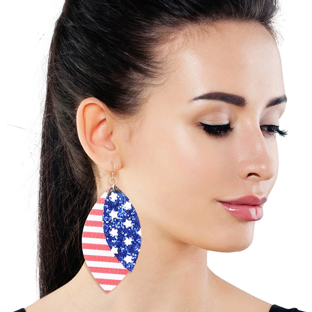 American Flag Glitter Layer Earrings