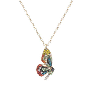 Rainbow Rhinestone Butterfly Wing Necklace