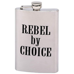 8 oz S.S. Flask - Biker Motorcycle - REBEL BY CHOICE - Alcohol Liquor Spirits -ONLY 3 LEFT
