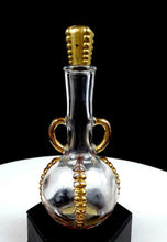 1940's LUCIAN LELONG JABOT Clear Glass Gold 6 3/4" Perfume Bottle - Orig Sticker