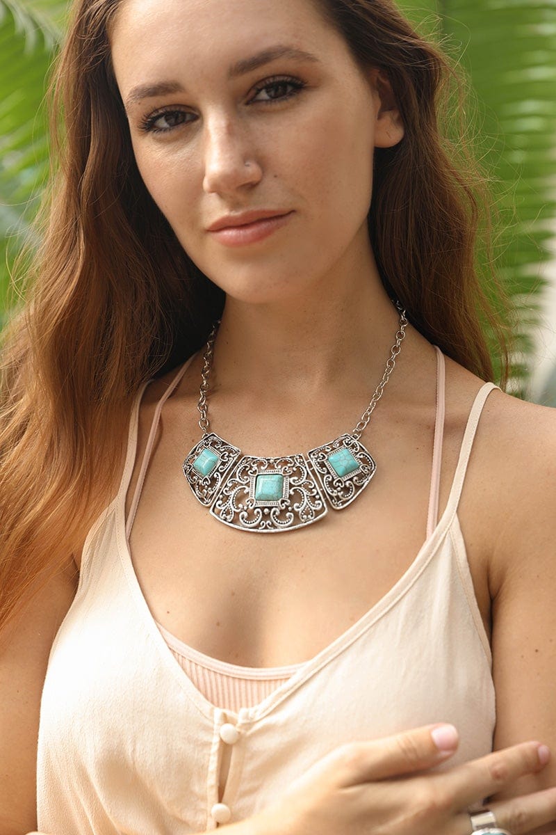 Silver Collar Turquoise Necklace