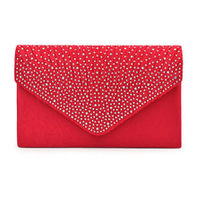 Clutch Red Ruched Rhinestone Bag for Women