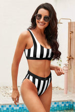 Trendsi Black / M Striped Tank High Waist Bikini
