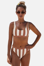 Trendsi Brown / S Striped Tank High Waist Bikini
