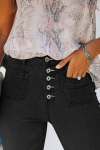 Trendsi Demin Pants Black / S Button Fly Skinny Jeans