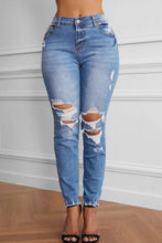 Trendsi Demin Pants Blue / S Raw Cut Frayed Hem Jeans