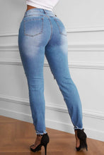 Trendsi Demin Pants Raw Cut Frayed Hem Jeans