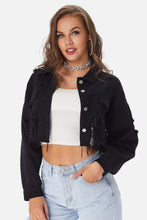 Trendsi Demin Tops/Jackets Black Cropped Denim Jacket