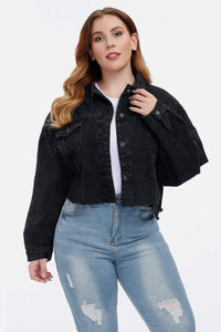 Trendsi Demin Tops/Jackets Cropped Black Denim Jacket