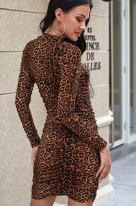 Trendsi Leopard Print High Neck Dress