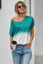 Trendsi Short Sleeve Blue / S Ombre Color Block Shirt
