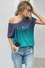 Trendsi Short Sleeve Gray / S Ombre Color Block Shirt
