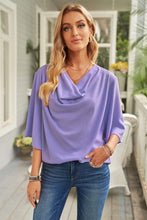 Trendsi Short Sleeve Purple / M Short Sleeve Draped Blouse