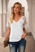 Trendsi Short Sleeve White / XL Side Lace V Neck T-Shirt