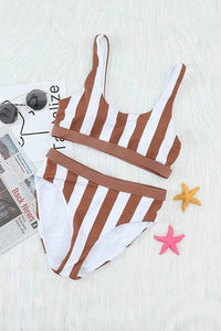 Trendsi Striped Tank High Waist Bikini