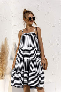 Trendsi Striped Tiered Sleeveless Dress