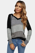 Trendsi Sweatshirts/Hoodies Black / S Color Striped Knitted Hoodie