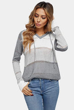 Trendsi Sweatshirts/Hoodies Color Striped Knitted Hoodie