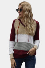 Trendsi Sweatshirts/Hoodies Red / S Color Striped Knitted Hoodie