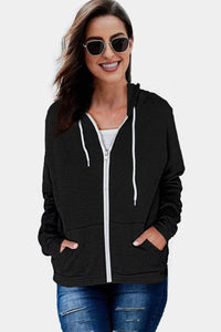 Trendsi Sweatshirts/Hoodies Solid Pocket Zipper Hoodie