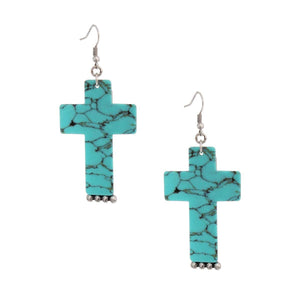 Marbled Turquoise Cross Earrings
