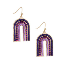 Arched Purple Bead Drop Earrings