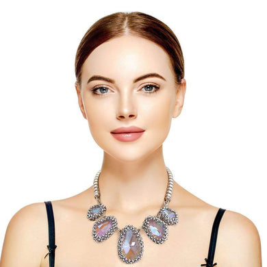 We Sell Fashion Aurora Borealis Necklace Set Statement Piece - Aurora Borealis Crusted Stone Necklace Set