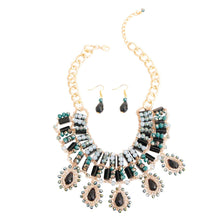 We Sell Fashion Bead Collar Set Elegant Black and Gold Bead Collar Set with Matching Earrings