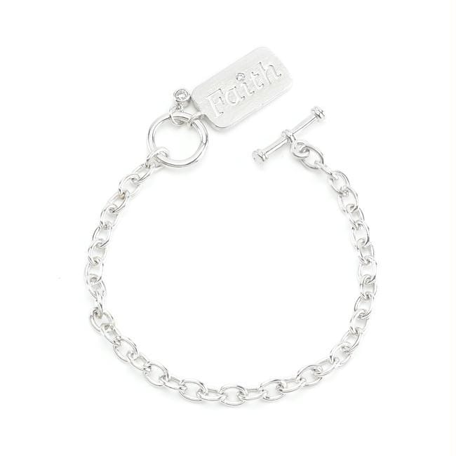 We Sell Fashion Bracelets Silvertone Finish Faith Charm Bracelet