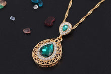 We Sell Fashion Costume Jewelry Emerald Color Necklace w Faux Gold Trim w Matching Earrings