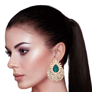 We Sell Fashion Earrings Elegant Green Crystal Crusted Earrings For Evening or Formal Wear