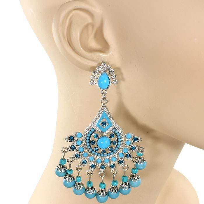 We Sell Fashion Earrings Fashion Chandelier Earring in Blue Silver Color