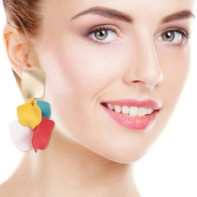 We Sell Fashion Earrings Fun Exciting Spring Colorful Multi Petal Gold Plated Earrings