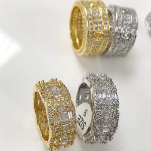 We Sell Fashion Exotic Baguette Princess Eternity Band Gold Bling CZ Ring