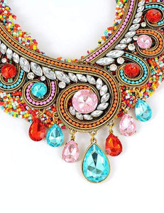 We Sell Fashion Fashion Multi-color Water Drop Shape Decorated Necklace