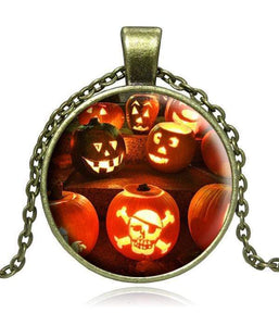 We Sell Fashion Halloween Scary Pumpkin Theme 18" Necklace - Antique Bronze
