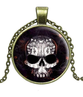 We Sell Fashion Halloween Sugar Skull Day of the Dead Theme Pendant Necklace