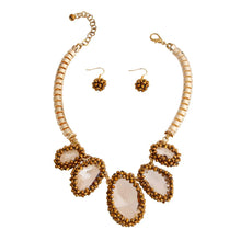 We Sell Fashion Necklace Topaz Crusted Stone Necklace Set with Matching Earrings