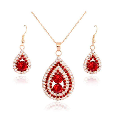 We Sell Fashion Necklaces Austrian Crystal Women's Red/Clear Fashion Pendant Necklace with Earrings