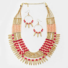 We Sell Fashion Necklaces Beaded Spike Multi Color Tribal Bohemian Collar Necklace with Matching Earrings
