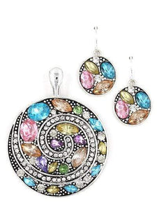 We Sell Fashion Necklaces Circle Acrylic Stone Pendant Set with Matching Earrings - PENDANT ONLY - No Chain