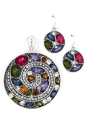 We Sell Fashion Necklaces Circle Acrylic Stone Pendant with Matching Earrings - PENDANT ONLY - No Chain