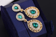 We Sell Fashion Necklaces Women's Green/Clear Crystal Water Drop Pendant Necklace with Matching Earrings