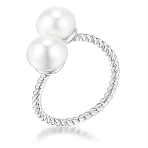 We Sell Fashion Rings 10 Rhodium Plated Twisted Rope Freshwater Pearl Wrap ring, <b>Size 5</b>