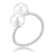 We Sell Fashion Rings 6 Rhodium Plated Twisted Rope Freshwater Pearl Wrap ring, <b>Size 5</b>