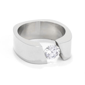 We Sell Fashion Rings 9 Stainless Steel Floating Solitaire Ring, <b>Size 6</b>
