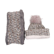 We Sell Fashion Scarf Stylish Gray Cable Knit Scarf and Hat Set